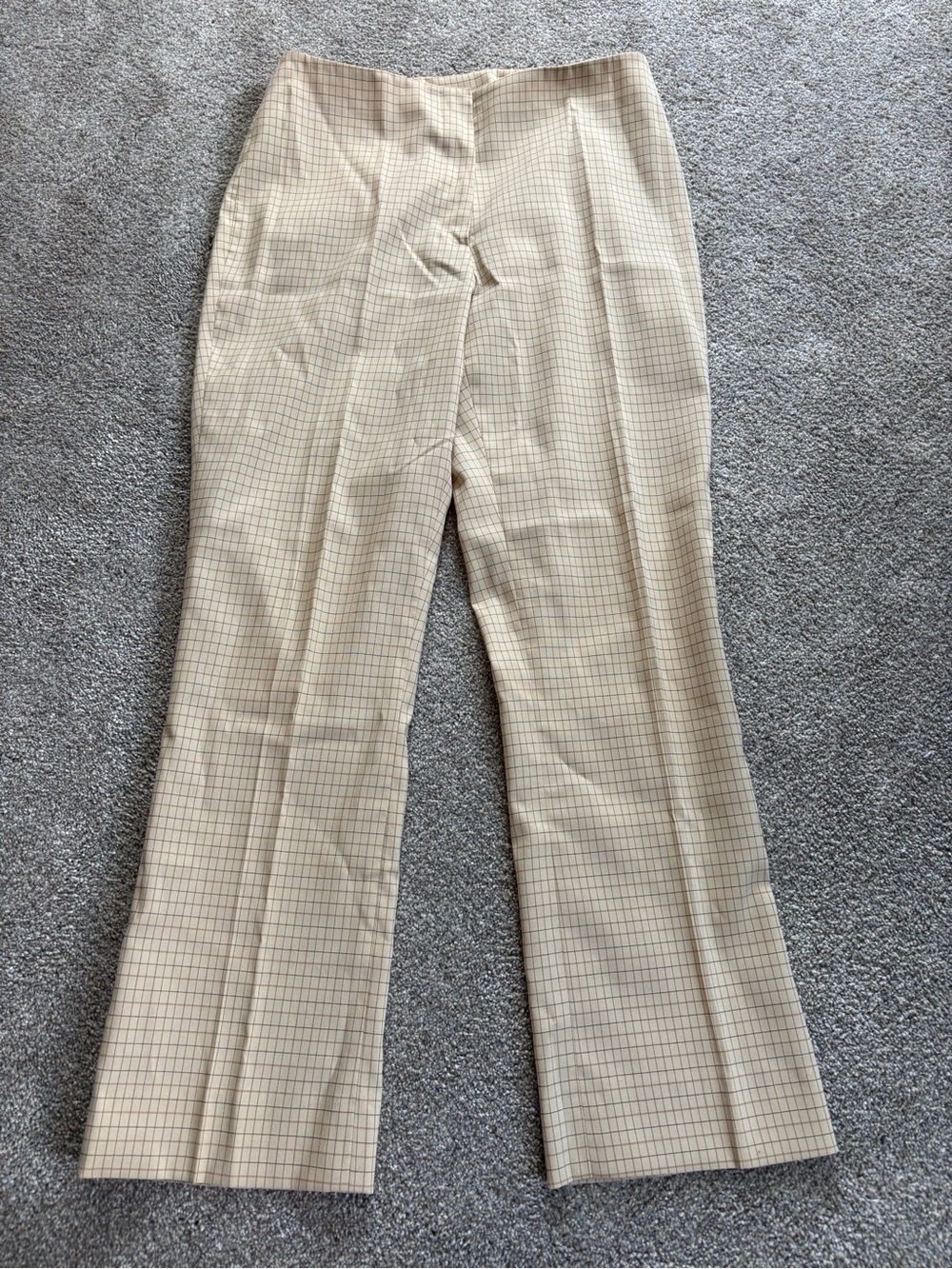 J. Crew Beige and Yellow Checked Wide-Leg Trousers size 4
